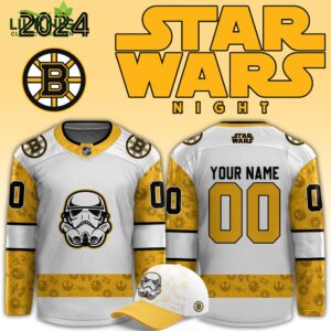 2024 Boston Bruins x Star Wars Night Custom Jersey, collaboration apparel, collectible item.