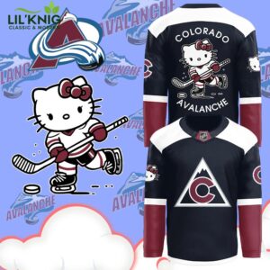 2024 Colorado Avalanche x Hello Kitty 50th Anniversary Jersey – Fun and Playful Design