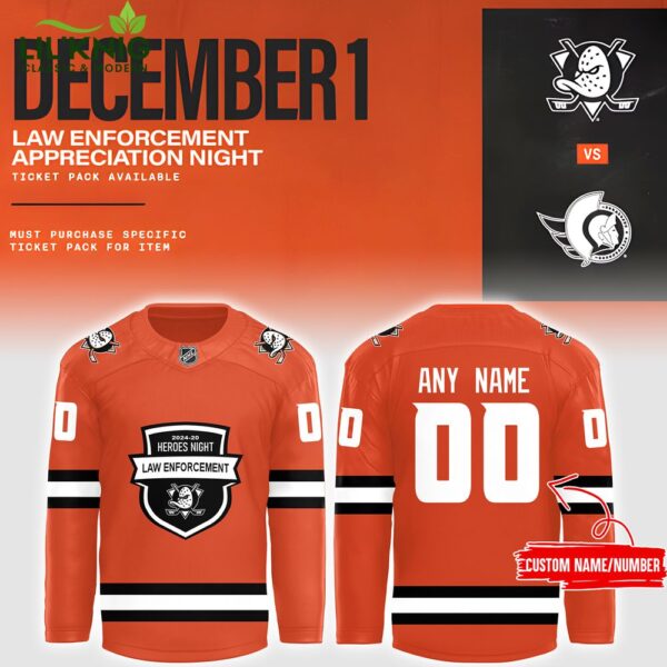 Anaheim Ducks 2024 Law Enforcement Appreciation Night Premium Limited Jersey