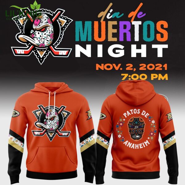 Anaheim Ducks Dia De Los Muertos 2024 Pullover Hoodie – Cultural Celebration Apparel