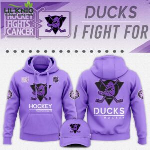 Anaheim Ducks Hockey Fights Cancer Unisex Hoodie | NHL Charity Hoodie for Cancer