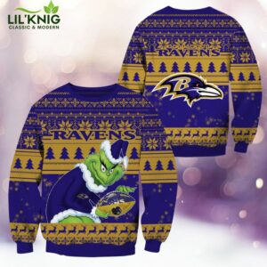 Baltimore Ravens Christmas Grinch Knitted Sweater – Festive Team Gear