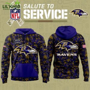 Baltimore Ravens Men’s Nike Camo 2024 Salute to Service Club Fleece Hoodie