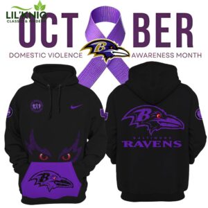 Baltimore Ravens Women’s Nike Black 2024 Domestic Violence Awareness Month Hoodie