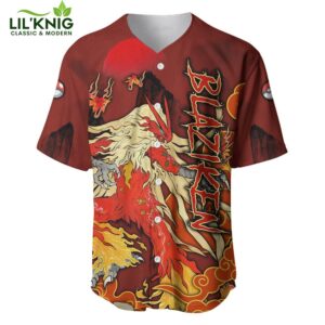 Blaziken Baseball Jersey Pokemon Baseball Jersey Anime Baseball Jersey