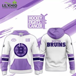 Boston Bruins “Hockey Fights Cancer” Hoodie 2024, charity support, sports awareness.