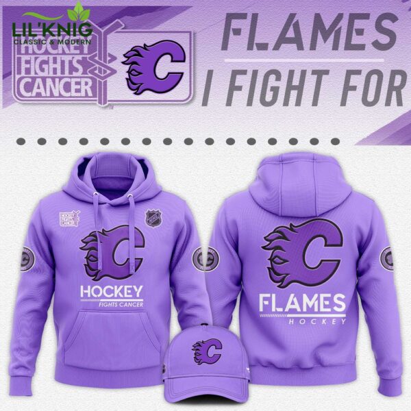 Calgary Flames Hockey Fights Cancer Unisex Hoodie | NHL Cancer Awareness Apparel