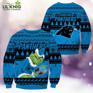 Carolina Panthers Christmas Grinch Knitted Sweater – Fun and Festive Teamwear