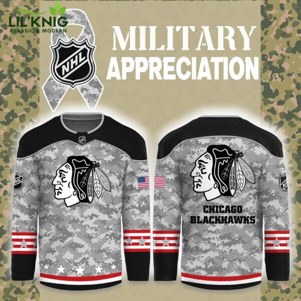 Chicago Blackhawks Nike Arctic Camo 2024 Salute to Service Club Hockey Jersey