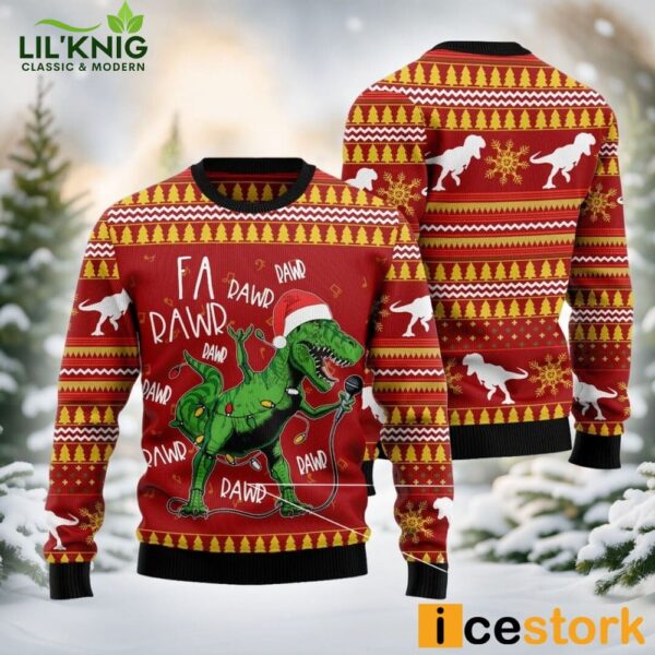 Christmas Singing Dinosaur Ugly Sweater