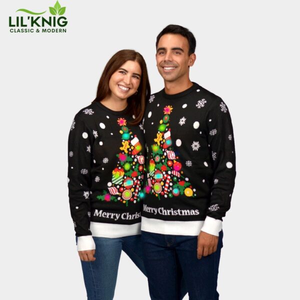 Christmas Tree Led Light-Up Men’S Black Ugly Christmas Sweater