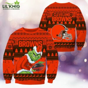 Cleveland Browns Christmas Grinch Knitted Sweater – Perfect for Holiday Cheer