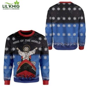 Cosplay King Of The World Titanic Jesus Ugly Sweater 2024 Xmas