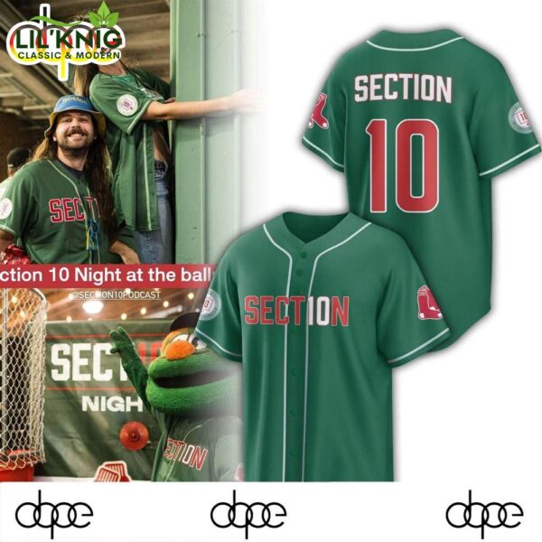 Custom Boston Red Sox Section 10 Night Special Green Baseball Jersey