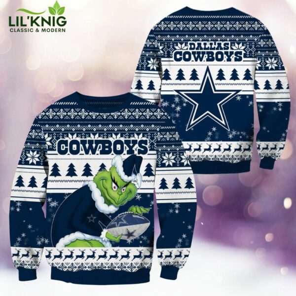 Dallas Cowboys Christmas Grinch Knitted Sweater – Celebrate the Holidays in Style