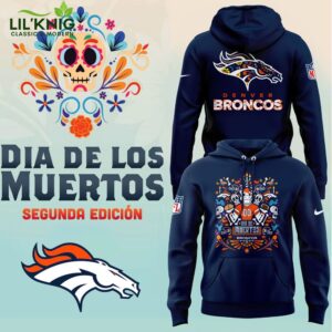 Denver Broncos 2024 MLB Dia De Los Muertos Premium Limited Hoodie | NFL & MLB Collaboration Hoodie