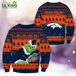 Denver Broncos Christmas Grinch Knitted Sweater – Warm Up Your Game Day