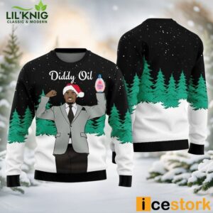 Diddy Oil Mens Ugly Christmas Black Sweater