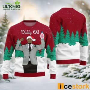 Diddy Oil Mens Ugly Christmas Red Sweater