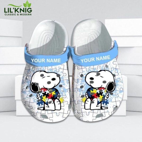 Footwearmerch Custom Name Autism Awareness Crocs Snoopy Crocband Clog Shoes