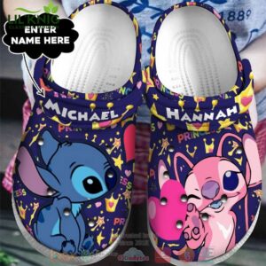 Footwearmerch Stitch And Angel Cartoon Valentine Crocs Crocband Clogs Shoes