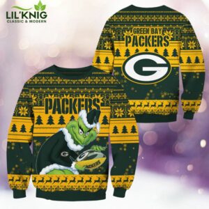 Green Bay Packers Christmas Grinch Knitted Sweater – Classic NFL Holiday Style