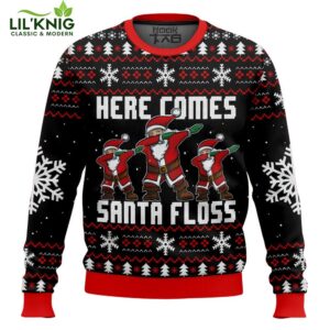 Here Comes Santa Floss Santa Claus Ugly Sweater