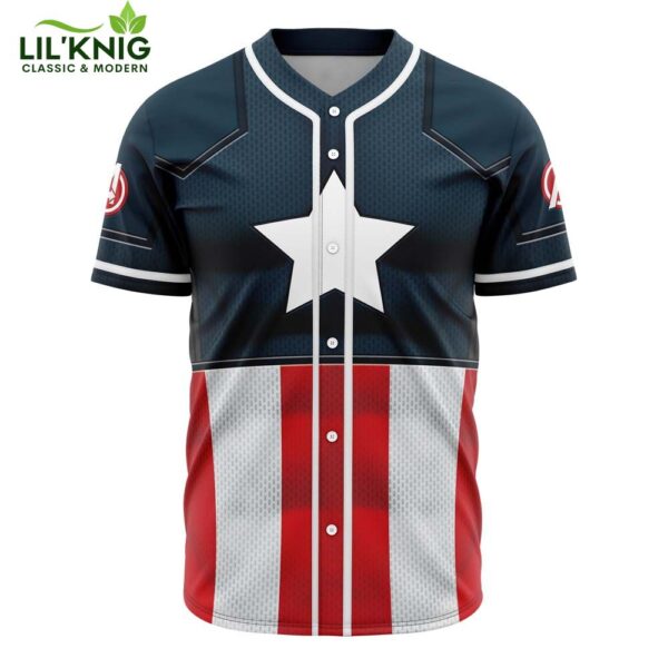 Hooktab 3D Printed Captain America Cosplay Marvel Men’S Short Sleeve Anime Baseball Jersey