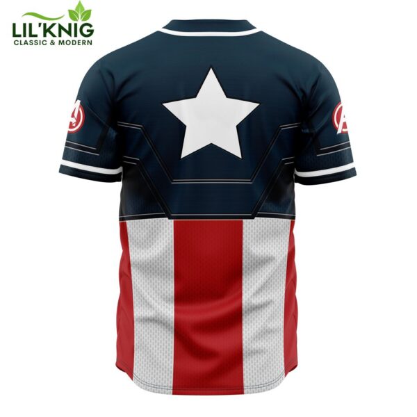 Hooktab 3D Printed Captain America Cosplay Marvel Men’S Short Sleeve Anime Baseball Jersey