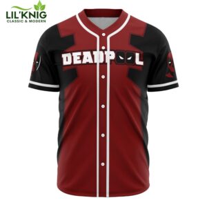 Hooktab 3D Printed Deadpool Marvel Men’S Short Sleeve Anime Baseball Jersey