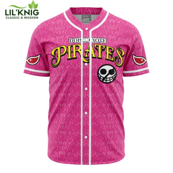 Hooktab 3D Printed Donquixote Pirates Doflamingo One Piece Men’S Short Sleeve Anime Baseball Jersey