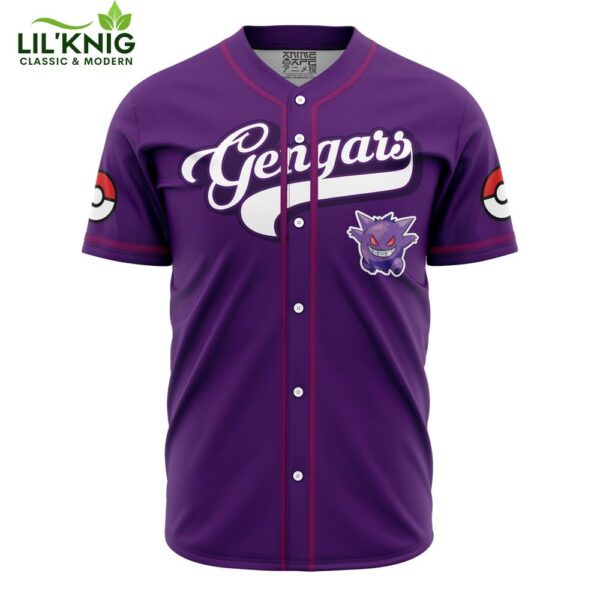 Hooktab 3D Printed Gengars Pokemon Men’S Short Sleeve Anime Baseball Jersey