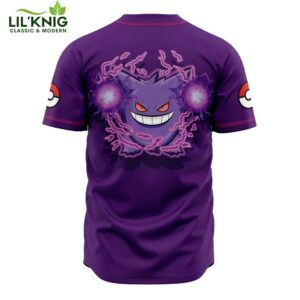 Hooktab 3D Printed Gengars Pokemon Men’S Short Sleeve Anime Baseball Jersey