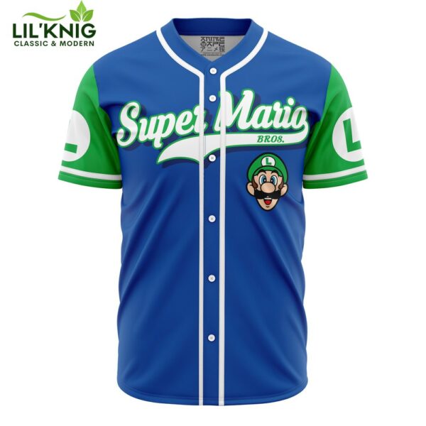 Hooktab 3D Printed Luigi Super Mario Bros Men’S Short Sleeve Anime Baseball Jersey