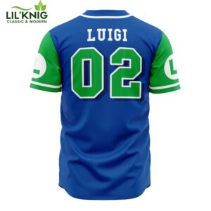 Hooktab 3D Printed Luigi Super Mario Bros Men’S Short Sleeve Anime Baseball Jersey