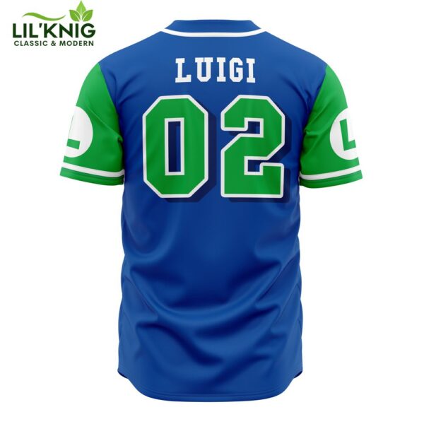 Hooktab 3D Printed Luigi Super Mario Bros Men’S Short Sleeve Anime Baseball Jersey