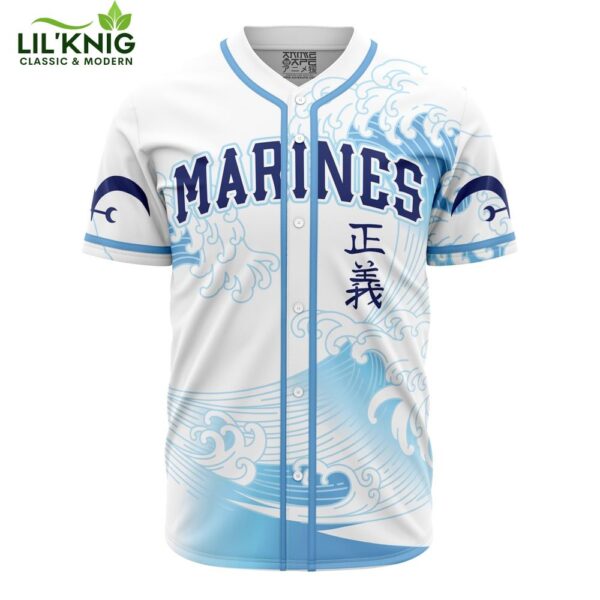 Hooktab 3D Printed Marines Garp One Piece Men’S Short Sleeve Anime Baseball Jersey