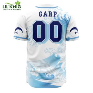 Hooktab 3D Printed Marines Garp One Piece Men’S Short Sleeve Anime Baseball Jersey