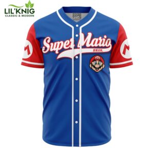 Hooktab 3D Printed Mario Super Mario Bros Men’S Short Sleeve Anime Baseball Jersey