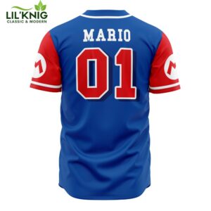 Hooktab 3D Printed Mario Super Mario Bros Men’S Short Sleeve Anime Baseball Jersey