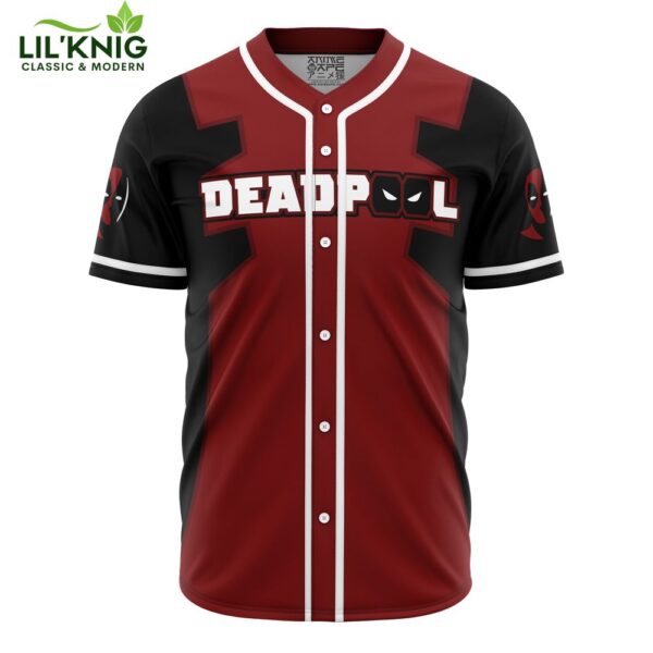 Hooktab 3D Printed Personalized Deadpool Marvel Men’S Short Sleeve Anime Baseball Jersey