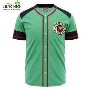 Hooktab 3D Printed Personalized Planet Express Futurama Men’S Short Sleeve Anime Baseball Jersey