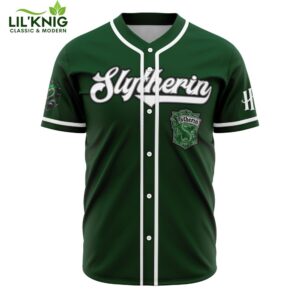 Hooktab 3D Printed Personalized Slytherin House Harry Potter Men’S Short Sleeve Anime Baseball Jersey