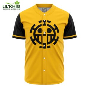 Hooktab 3D Printed Personalized Trafalgar Law One Piece Men’S Short Sleeve Anime Baseball Jersey