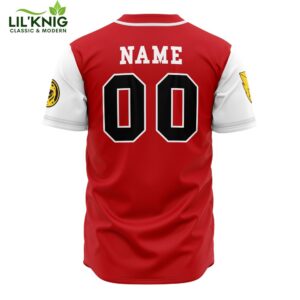 Hooktab 3D Printed Personalized Tyrannosauruses Red Power Rangers Men’S Short Sleeve Anime Baseball Jersey