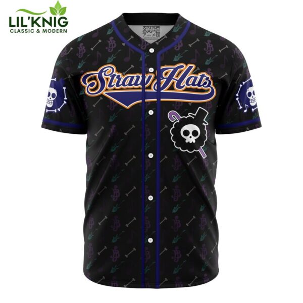 Hooktab 3D Printed Straw Hats Brook One Piece Men’S Short Sleeve Anime Baseball Jersey