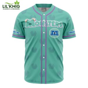 Hooktab 3D Printed Sully Monsters Inc. V2 Disney Men’S Short Sleeve Anime Baseball Jersey