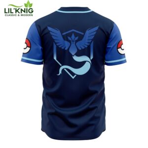 Hooktab 3D Printed Team Mystic Pokemon Men’S Short Sleeve Anime Baseball Jersey