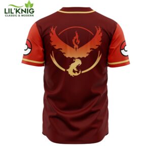 Hooktab 3D Printed Team Valor Pokemon Men’S Short Sleeve Anime Baseball Jersey