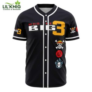 Hooktab 3D Printed Who The Big 3 V1 Men’S Short Sleeve Anime Baseball Jersey